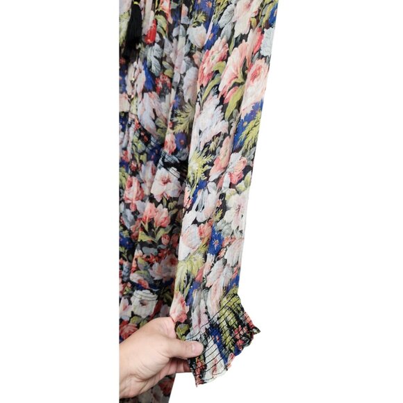 Anthropologie The Marais Printed Chiffon Maxi Dress Floral Sheer Overlay L - Picture 9 of 15